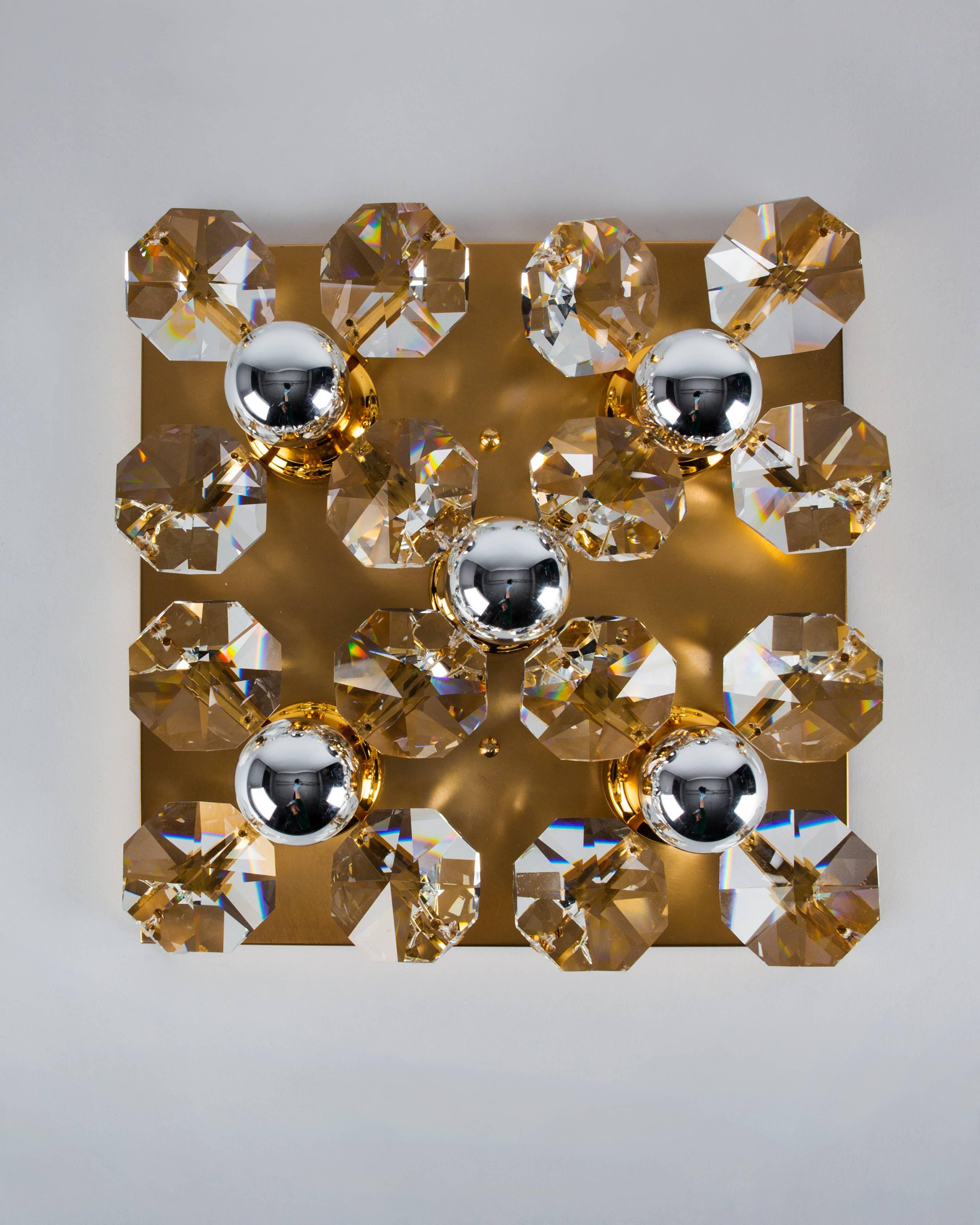 Gilded Palwa Flush Mount, circa 1960 In Good Condition In New York, NY