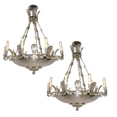 Pair of Silver Plated Chandeliers, Sold Individually