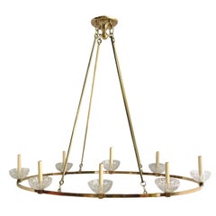 Midcentury Oval Gilt Bronze Chandelier