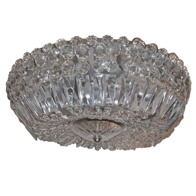 Crystal Flush Mount Light Fixture For At 1stdibs Crystal Flush Mount Light Fixture For