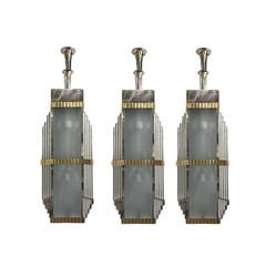 Set of Three Large Art Deco Lanterns