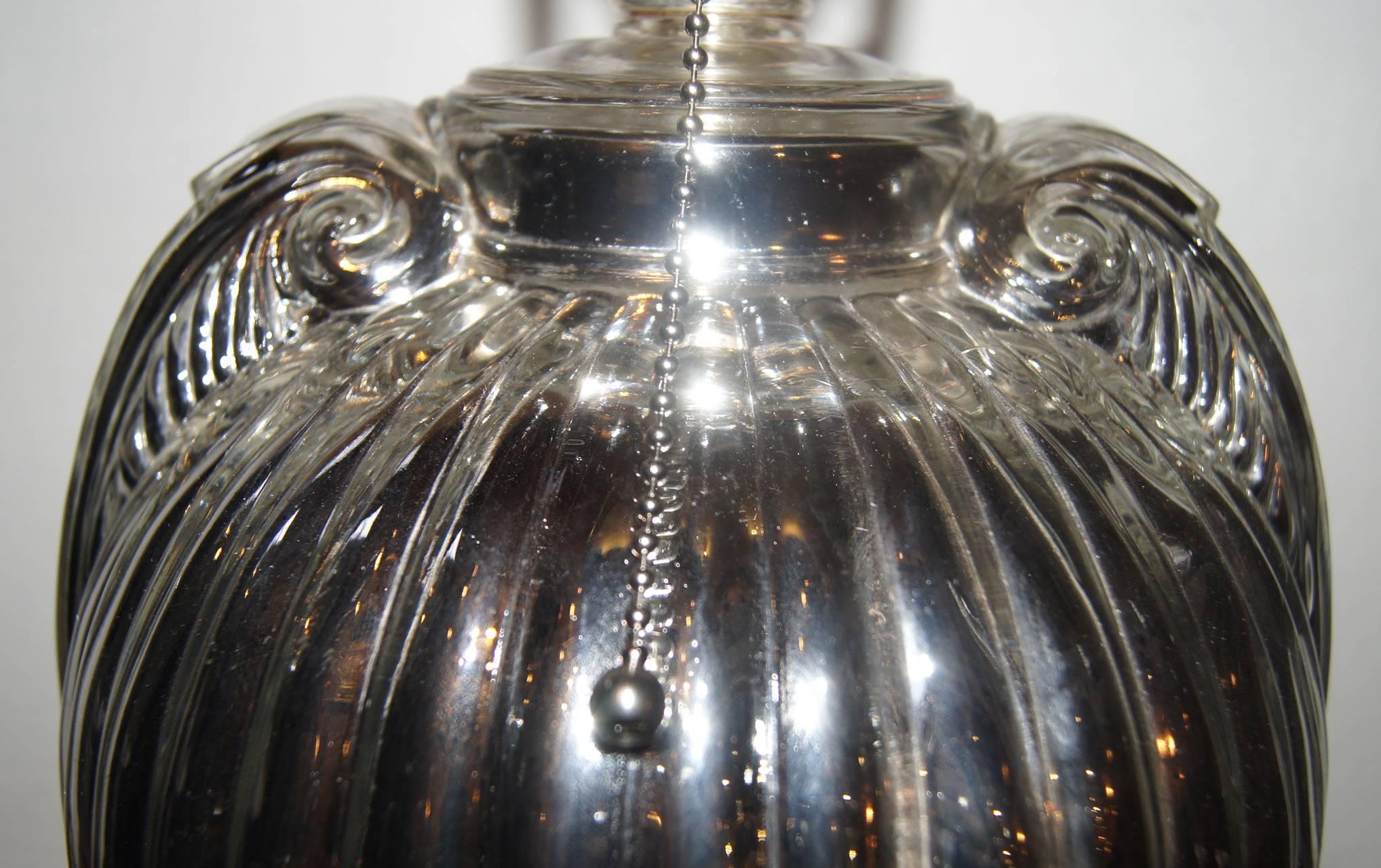 Mid-20th Century Urn Shaped Mercury Glass Lamp For Sale