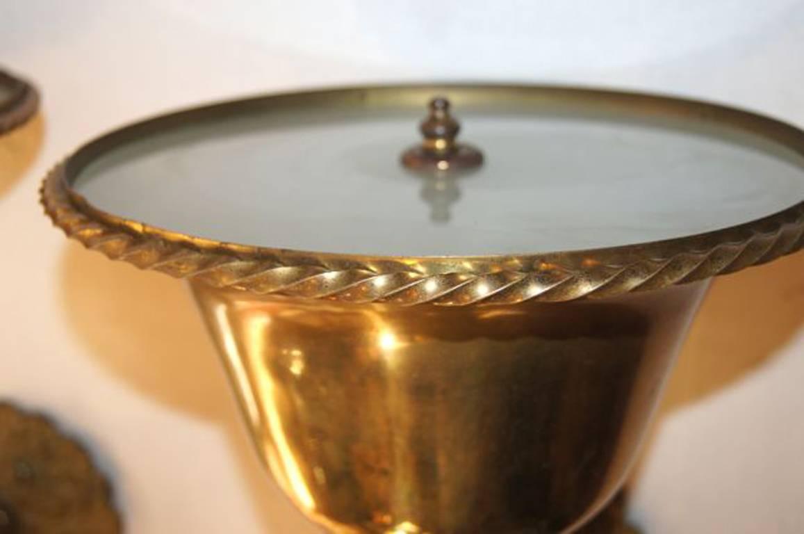 French Pair of Bronze Uplight Sconces