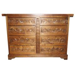 Antique Carved Wood Chest of Drawers