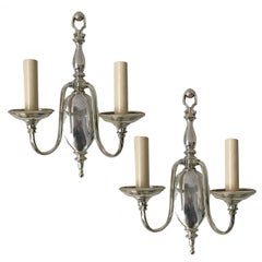 Pair of Neoclassic Style Silver Sconces