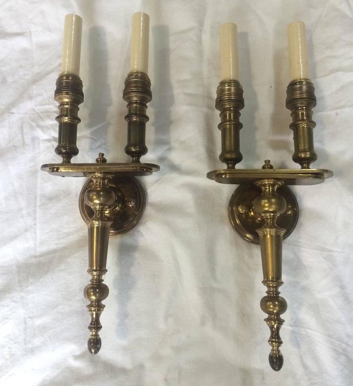 French Set of 12 Bronze Sconces with Double Arm For Sale