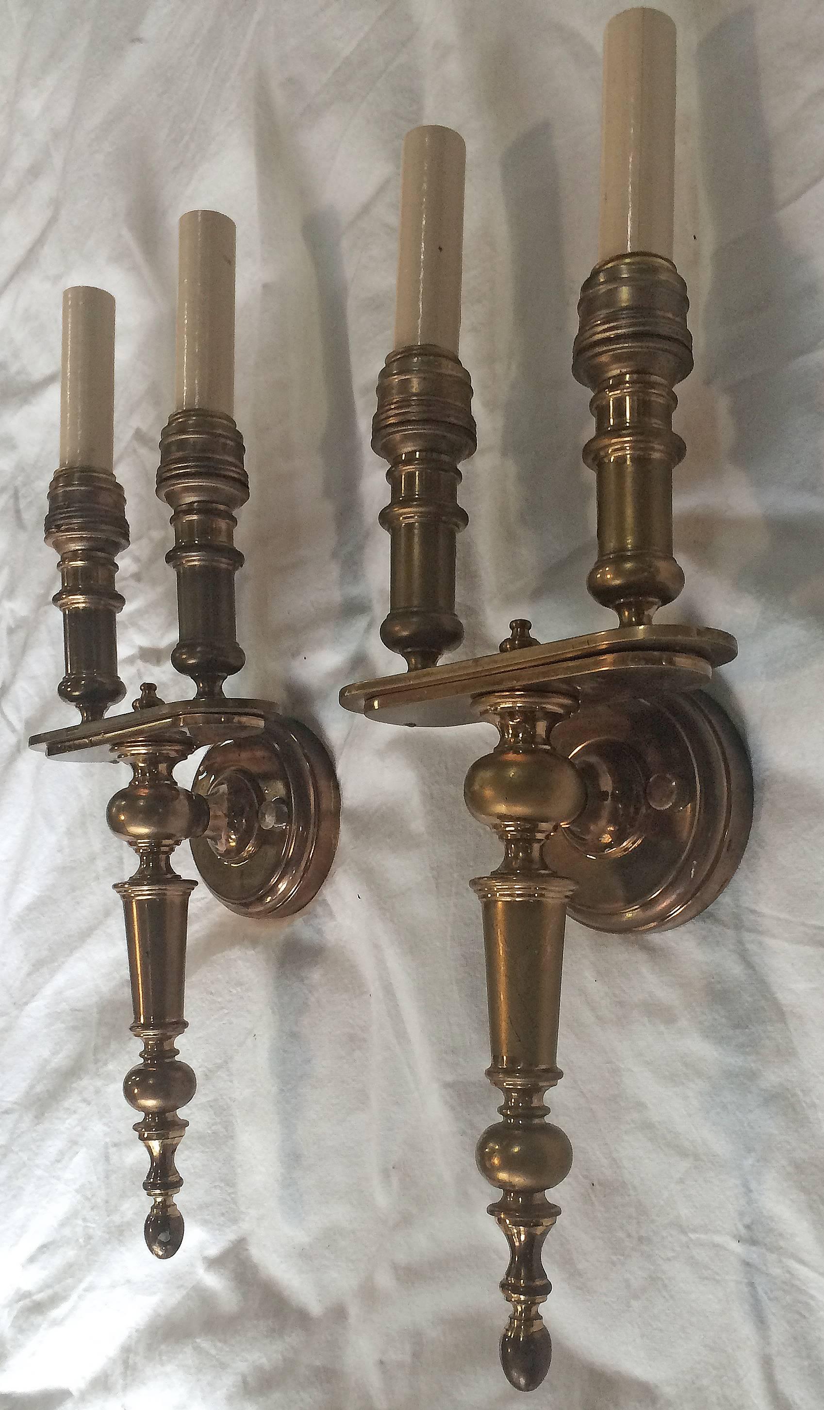 French Set of 12 Bronze Sconces with Double Arm For Sale