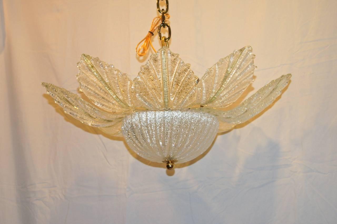 Pair of Midcentury Glass Flower Light Fixtures, Sold Individually at
