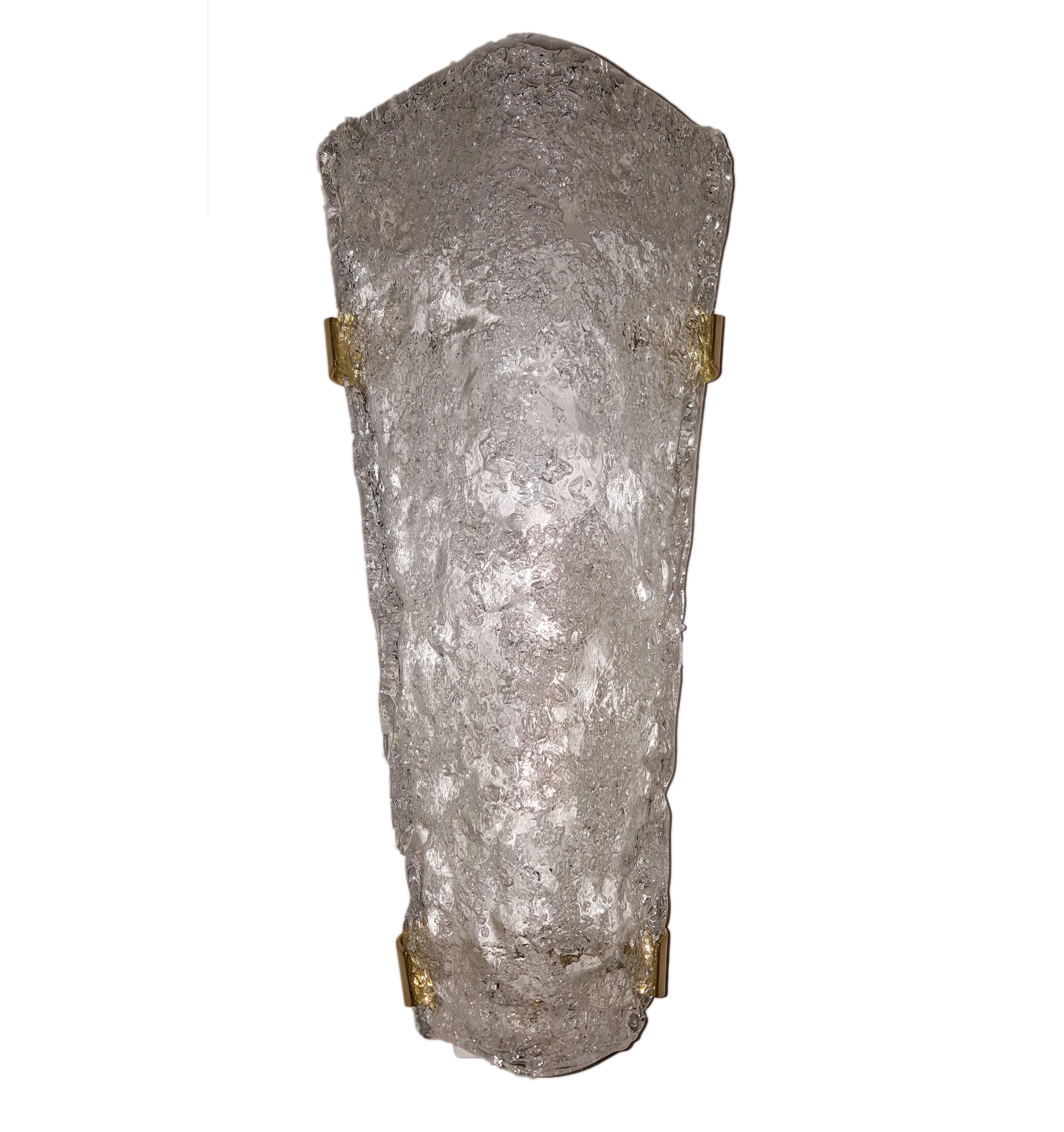 Art Glass Set of Molded Glass Sconces For Sale
