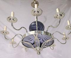 Lampadario placcato in argento Elementi in vetro artistico