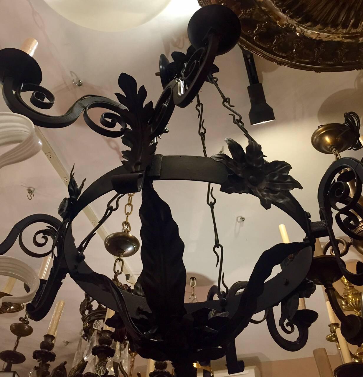 Wrought Iron Chandelier In Good Condition For Sale In New York, NY