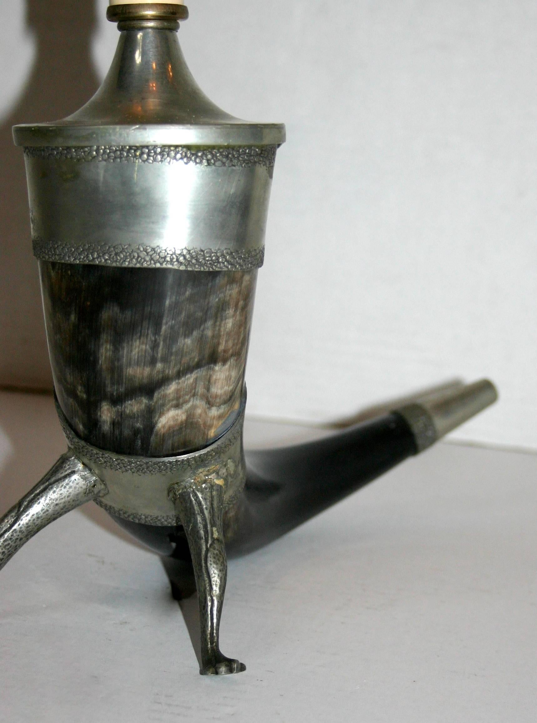 Horn Hunting Trophy Mounted as Lamp In Excellent Condition For Sale In New York, NY