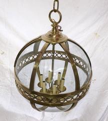 Pair of Bronze Lanterns with Molded Glass