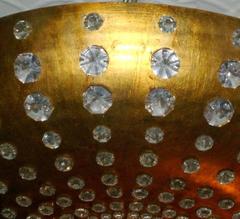 Gilt Metal & Inset Crystal Light Fixture