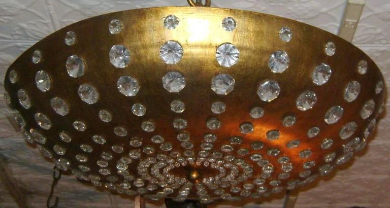 Gilt Metal and Inset Crystal Light Fixture For Sale at 1stDibs