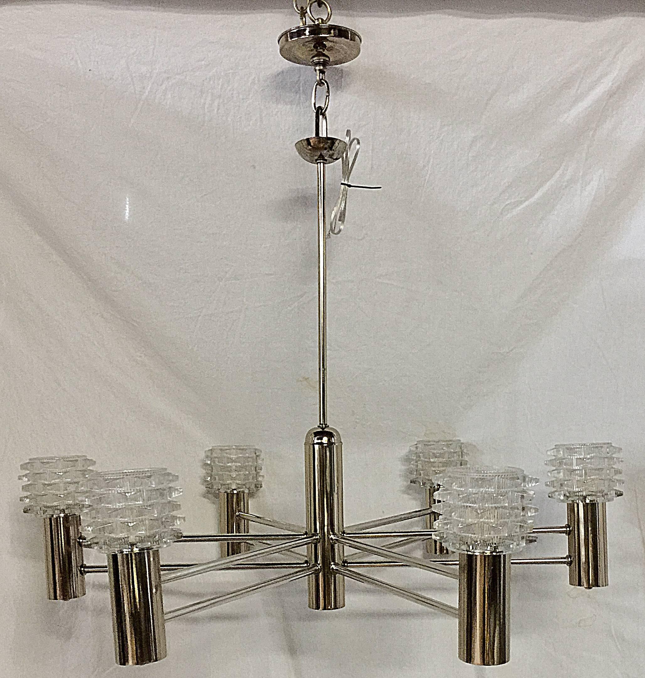Nickel-Plated Light Fixture with Glass Globes In Good Condition For Sale In New York, NY
