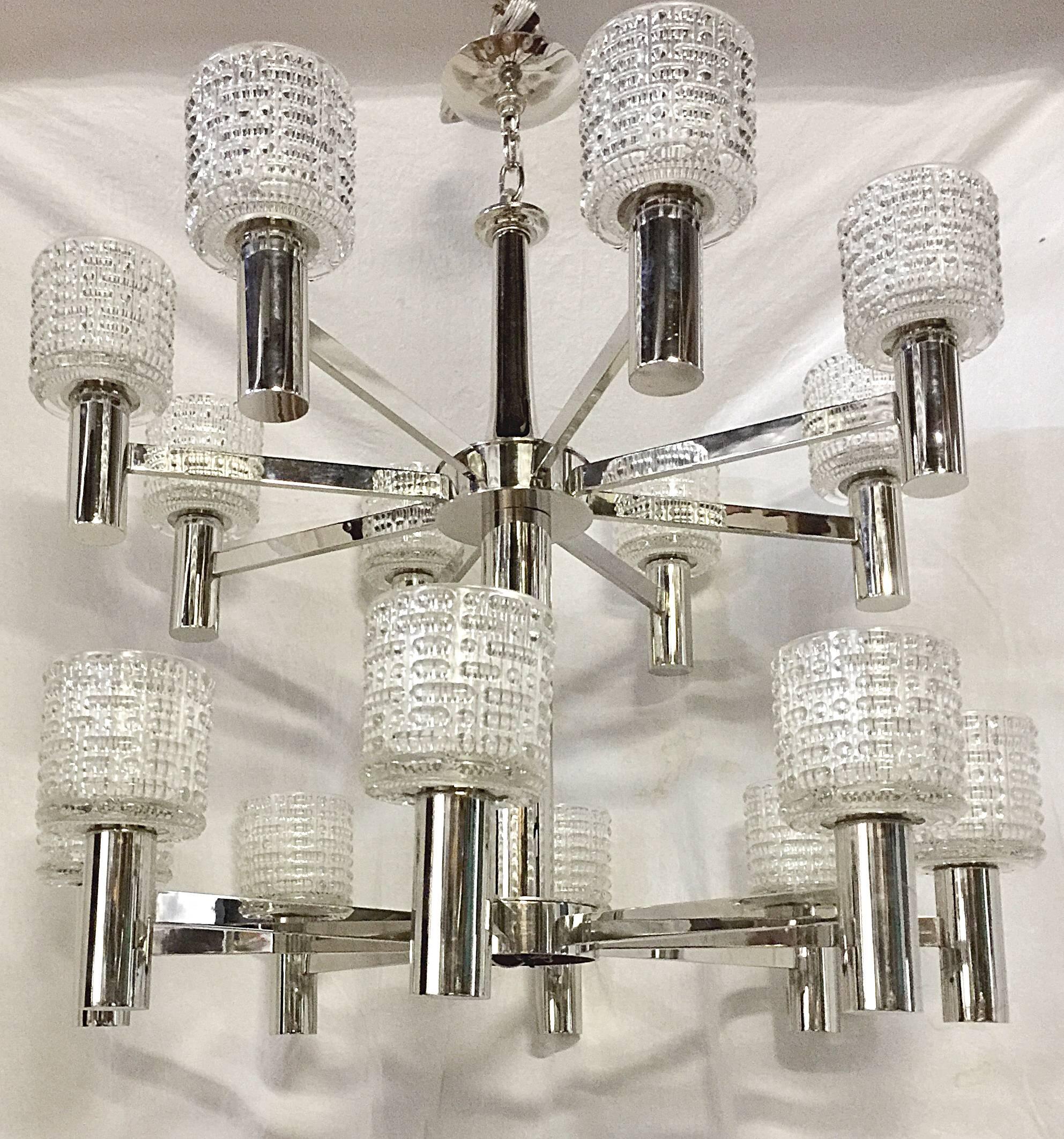 Swedish Moderne Style Double-Tiered Chandelier For Sale
