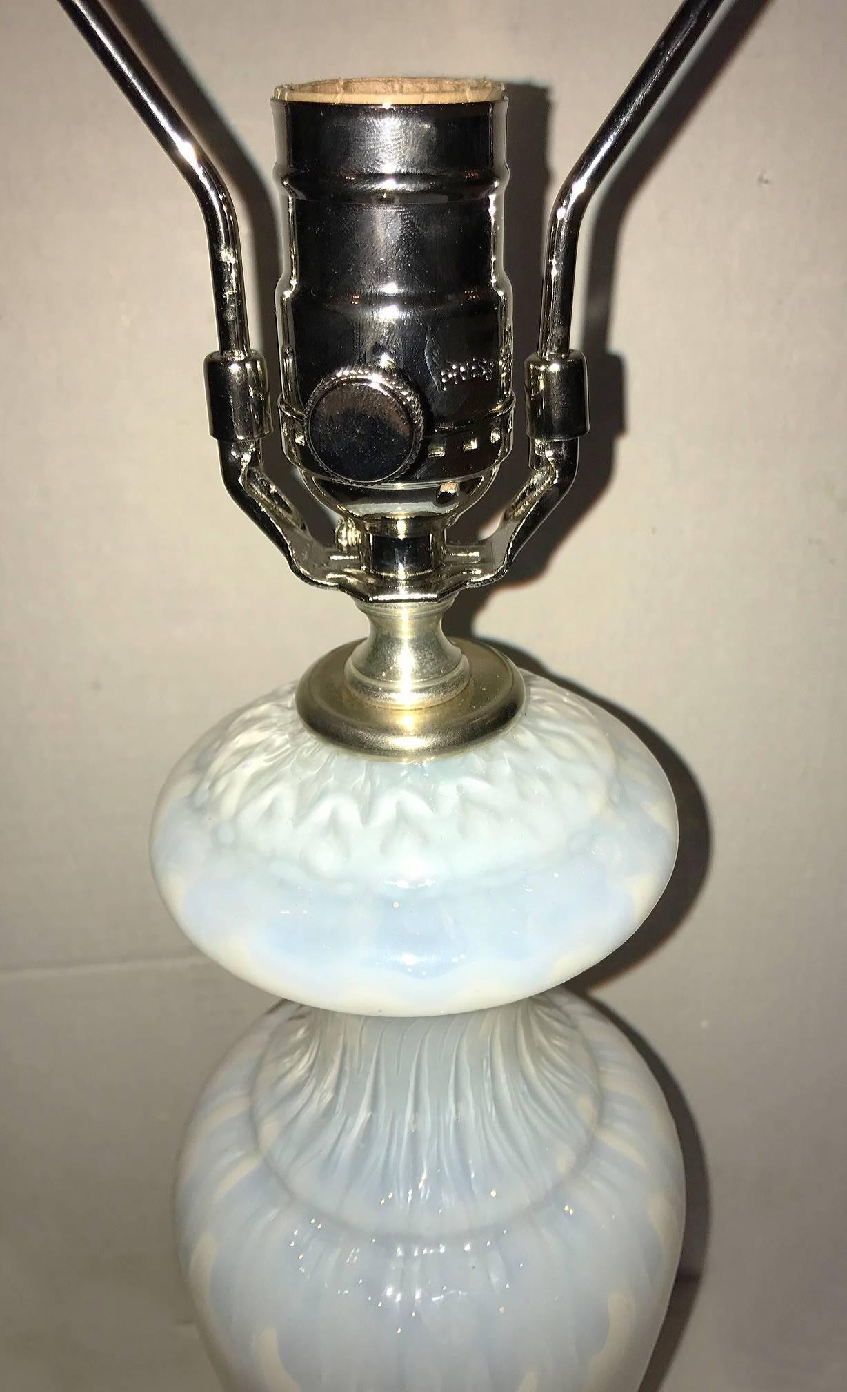 French Pair of Opaline Glass Table Lamps For Sale
