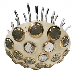 Retro Moderne Italian Light Fixture with Glass Insets