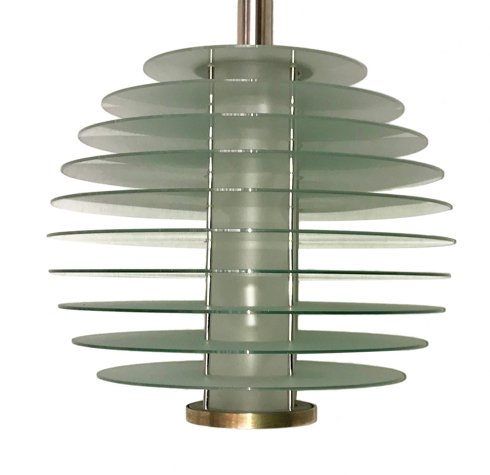 French Moderne Glass Light Fixture