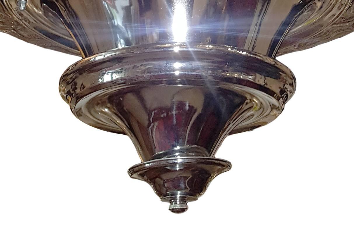 Italian Nickel-Plated Moderne Light Fixture For Sale