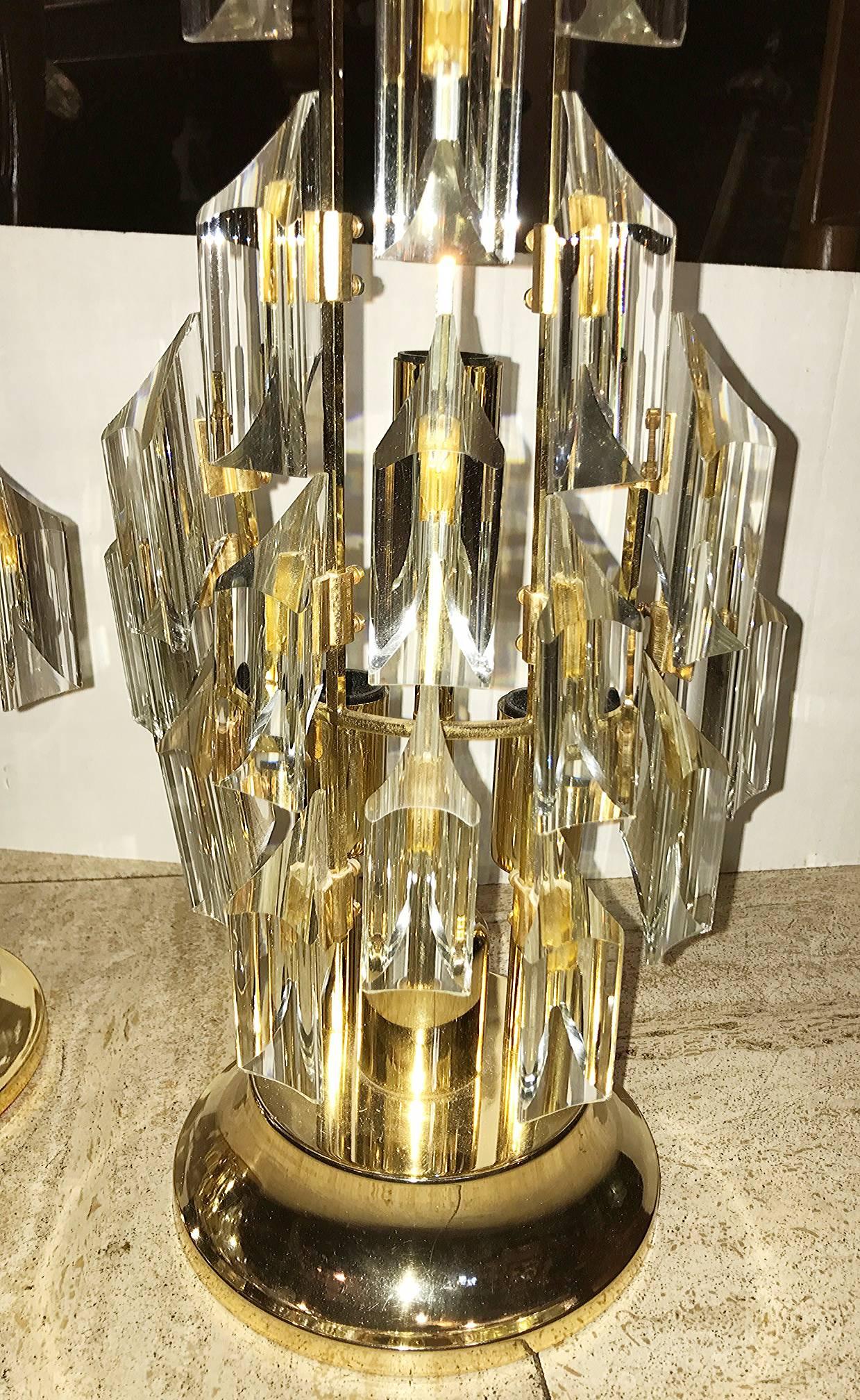 Pair of Moderne Crystal Lamps For Sale 1