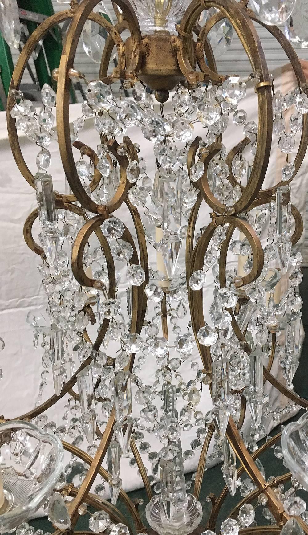 Large Italian Crystal Chandelier In Good Condition In New York, NY