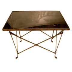 Campaign Style Black Marble Side Table