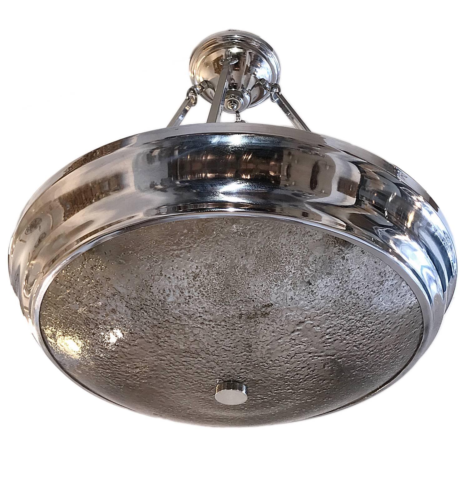 Pair of Moderne Style Nickel Plated Light Fixtures In Excellent Condition For Sale In New York, NY
