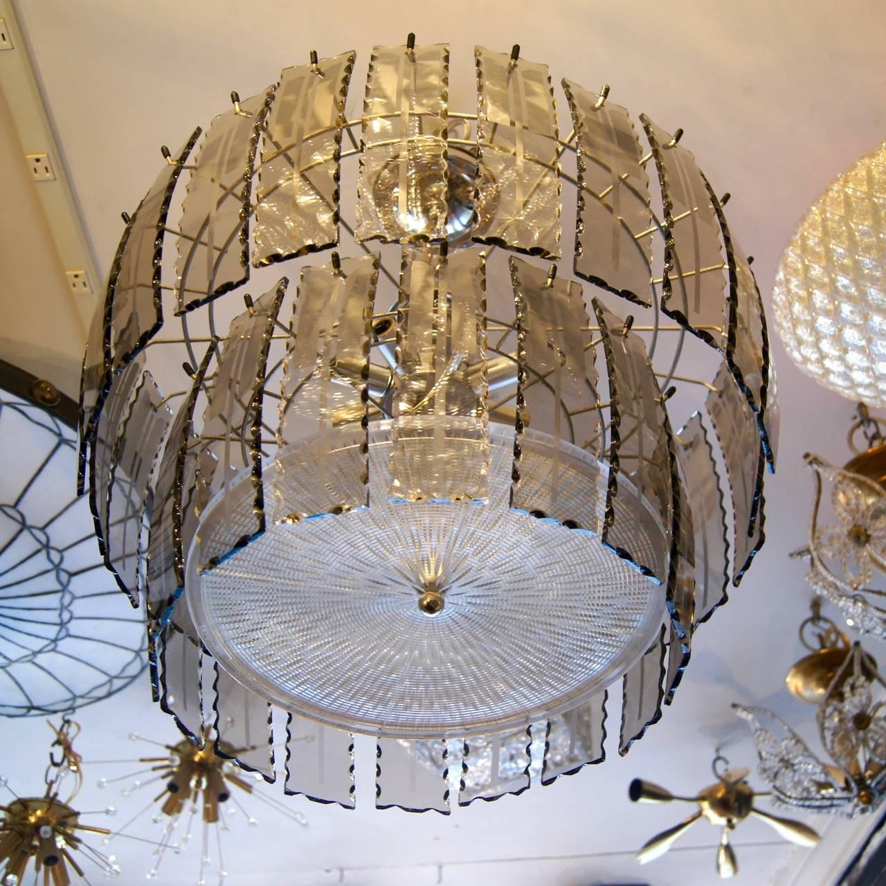 Italian Smoke Glass Chandelier For Sale