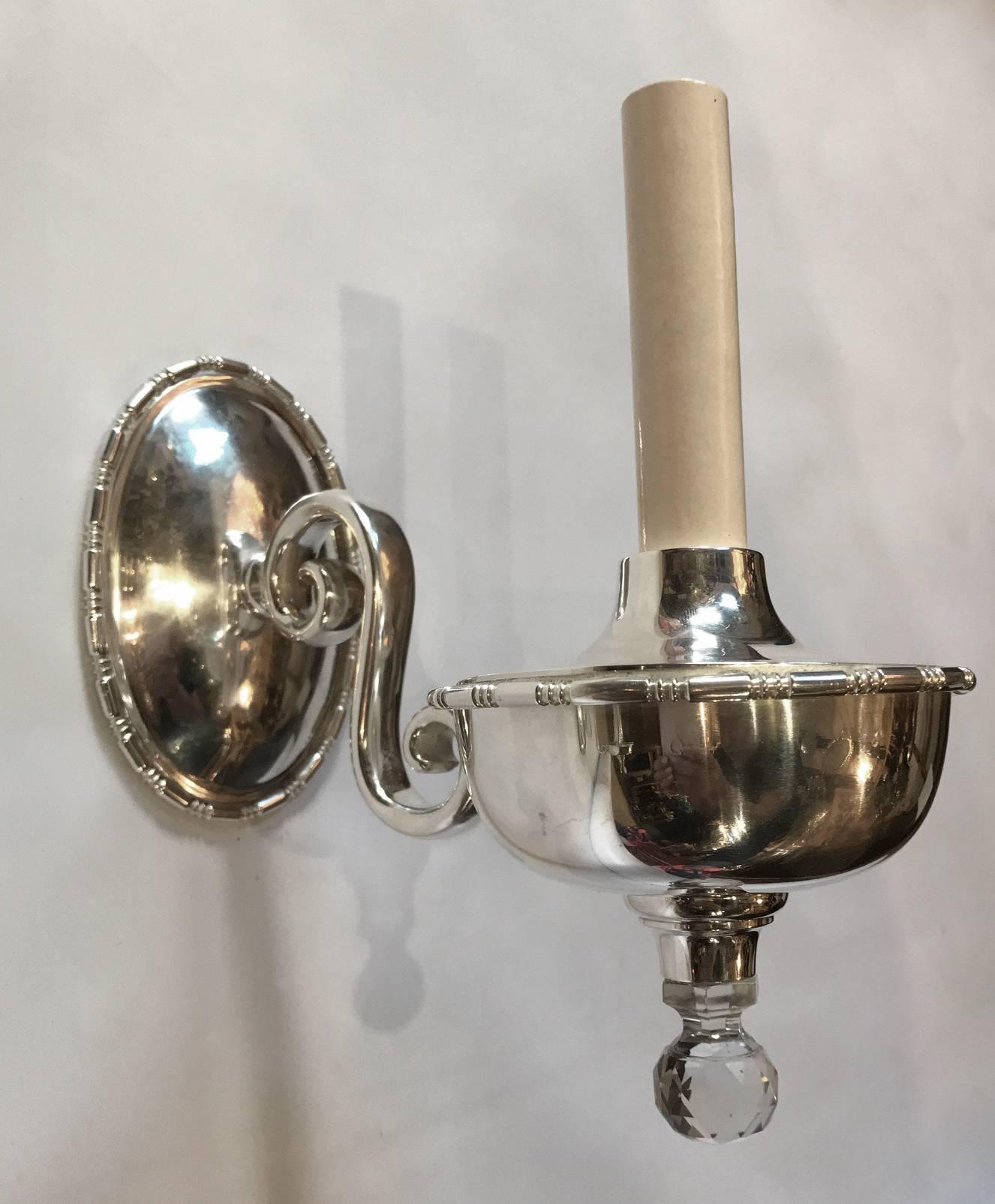 Set of Four Silver Plated Sconces In Excellent Condition In New York, NY