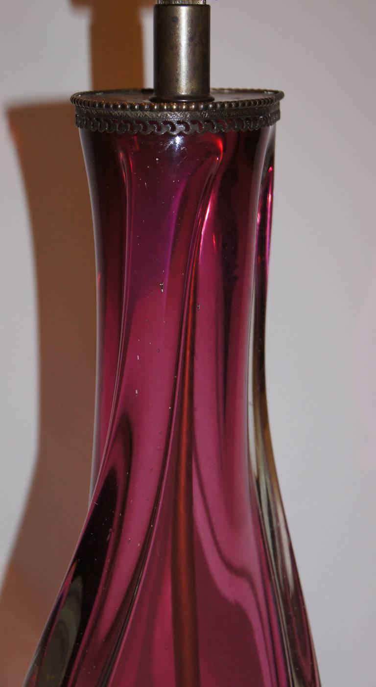 Italian Amethyst Glass Table Lamp 2