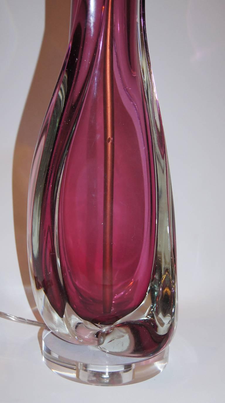 Mid-20th Century Italian Amethyst Glass Table Lamp