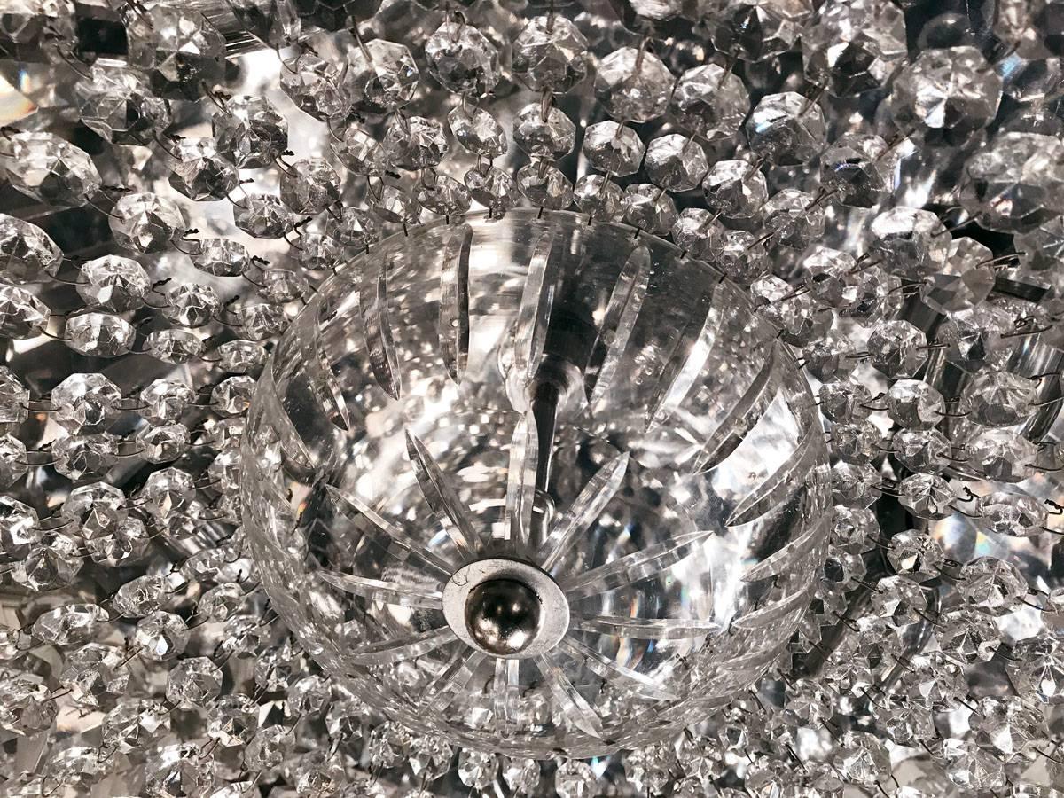 Set of Crystal Flush Fixtures, Sold Individually In Good Condition For Sale In New York, NY
