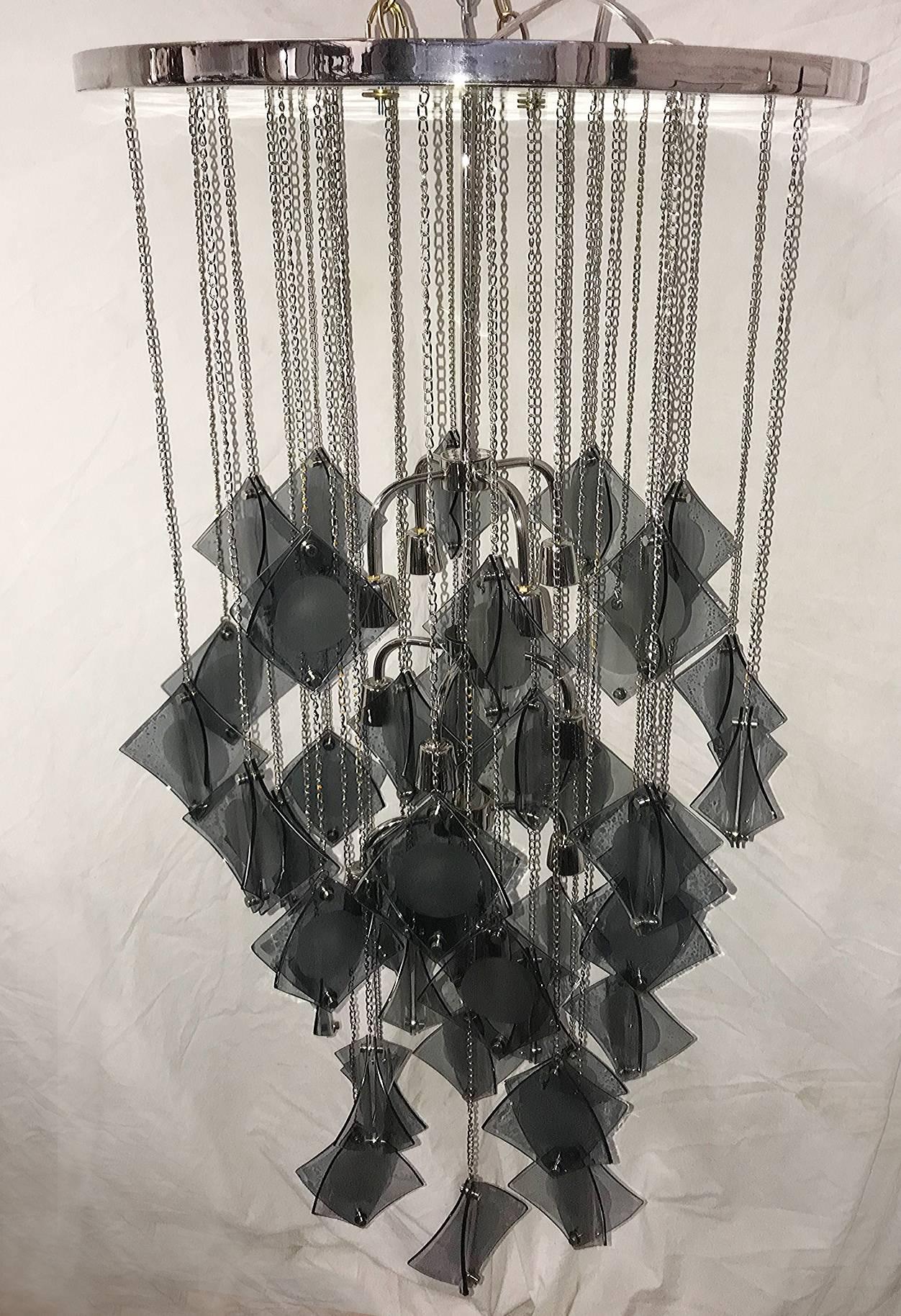 Large Italian Molded Glass Light Fixture In Excellent Condition For Sale In New York, NY
