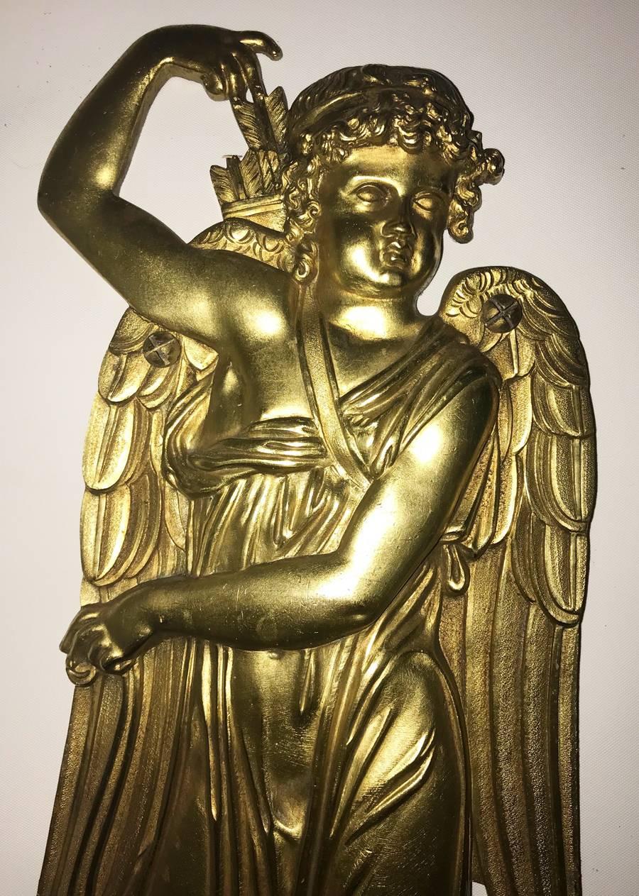 19th Century Pair of Cast Bronze Angel Shaped Sconces