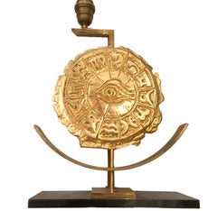 Retro Single Bronze Zodiac Table Lamp