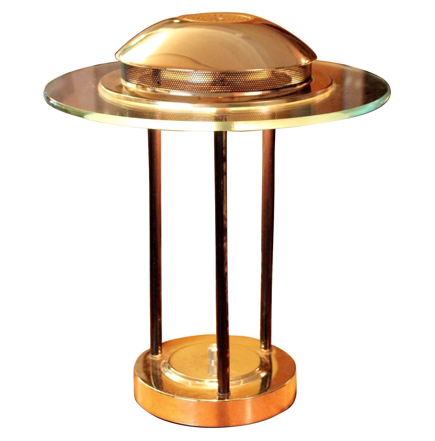 Vintage Brass and Glass Desk Lamp In Good Condition For Sale In New York, NY