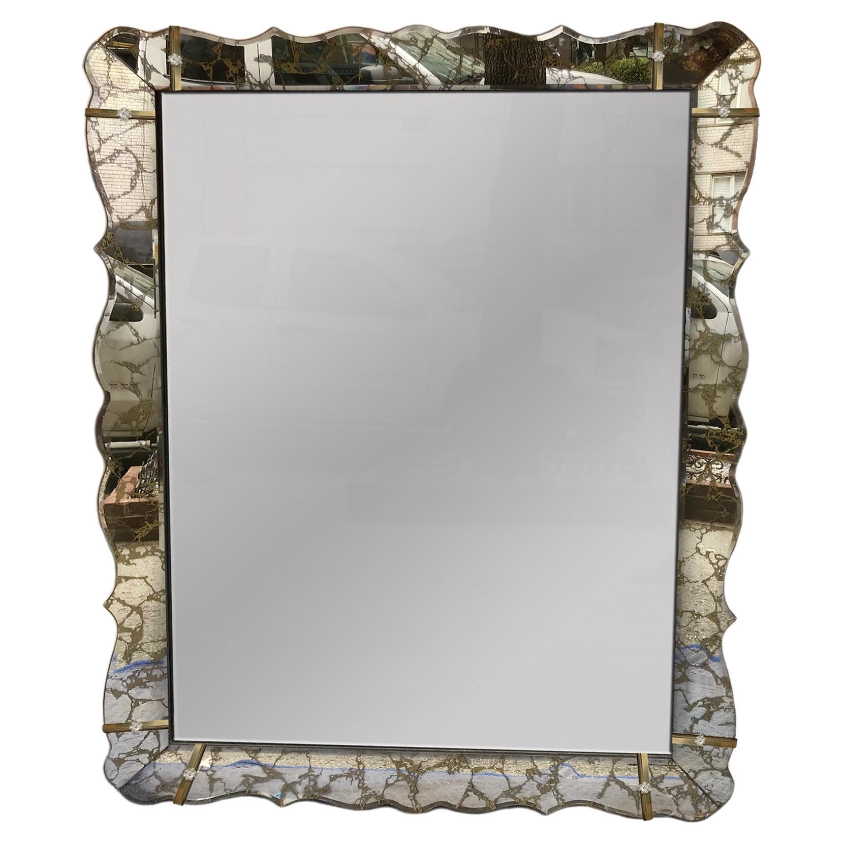 Large French Serpentine Mirror