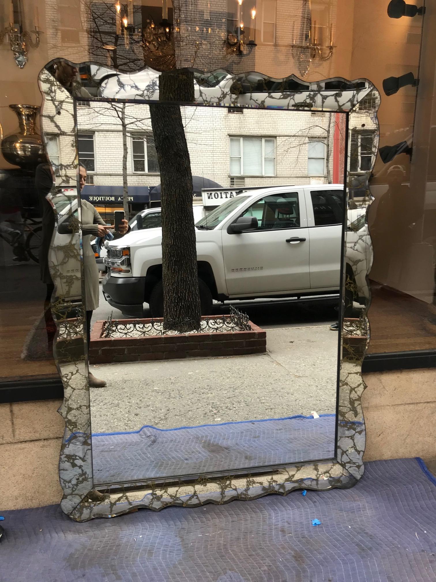 Mid-20th Century Large French Serpentine Mirror For Sale