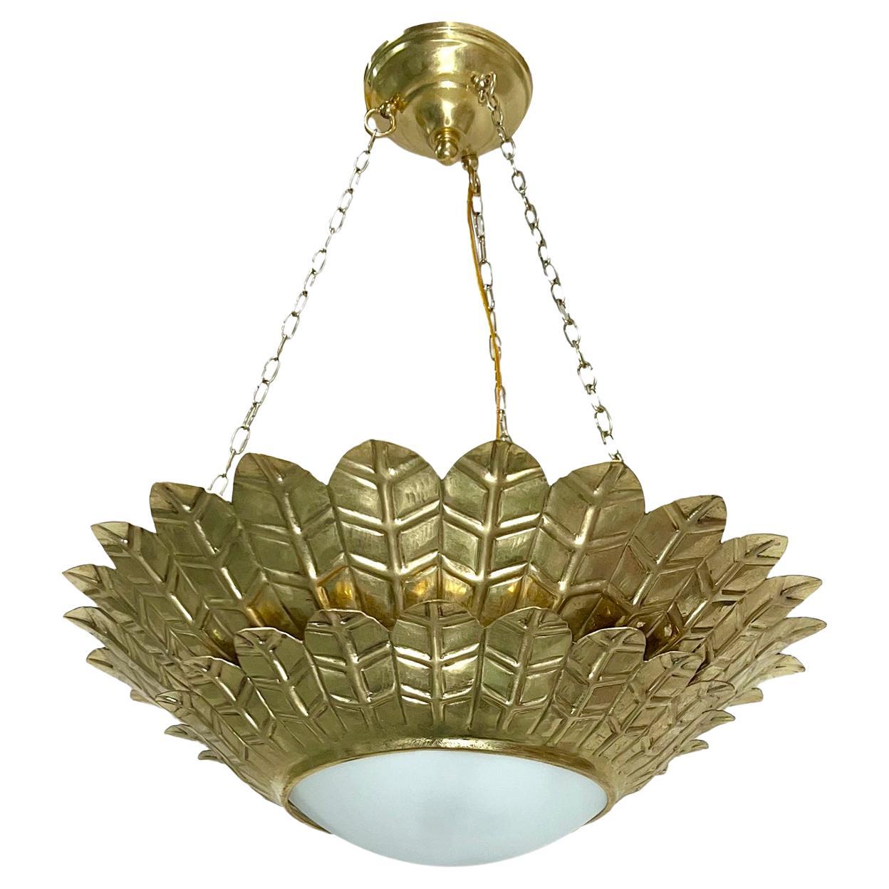 Set of Gilt Sunburst Double-Tiered Light Fixtures. Sold Individually