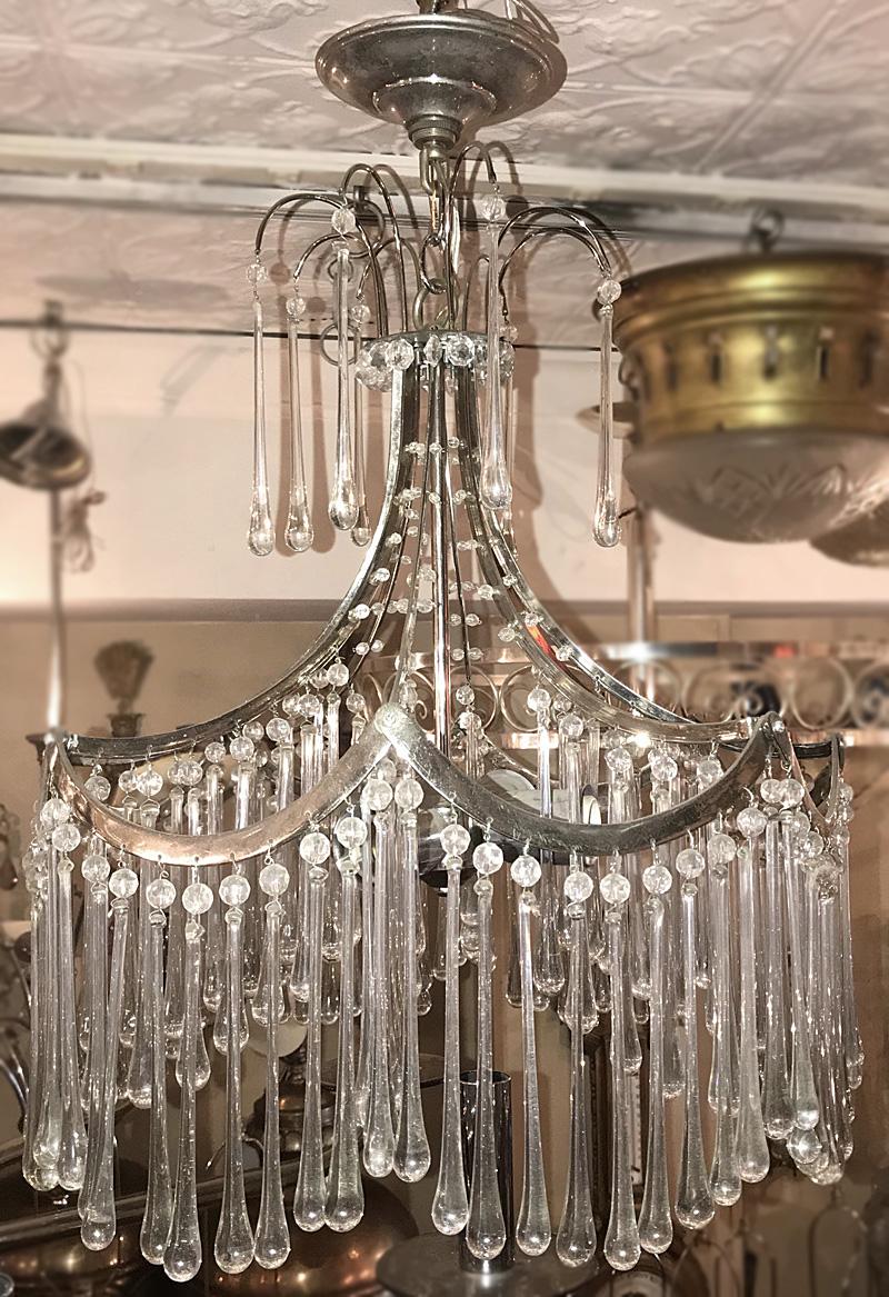 Pair of Glass Pendant Light Fixtures For Sale 3