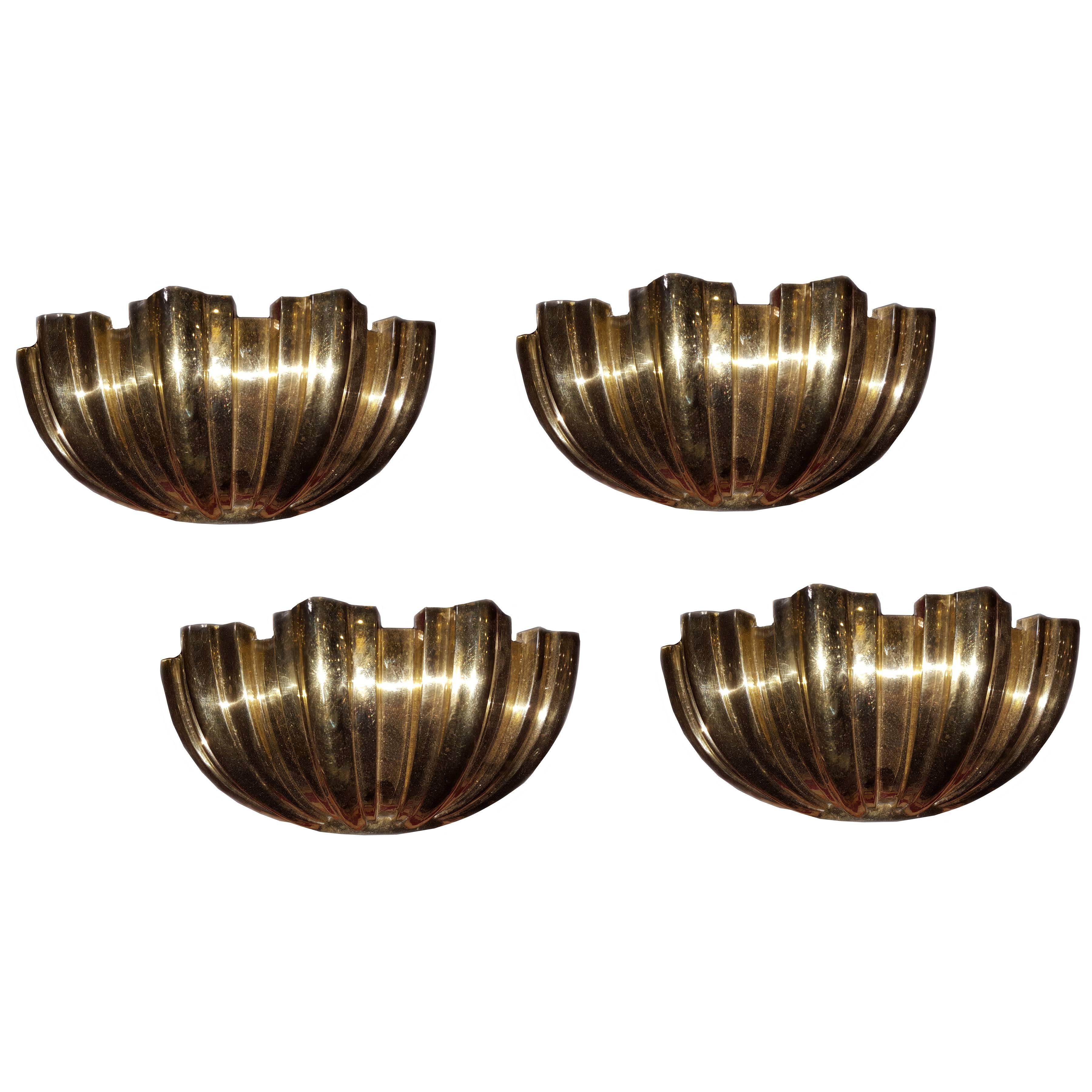Ensemble d'appliques à coquille en bronze, vendues par paires 