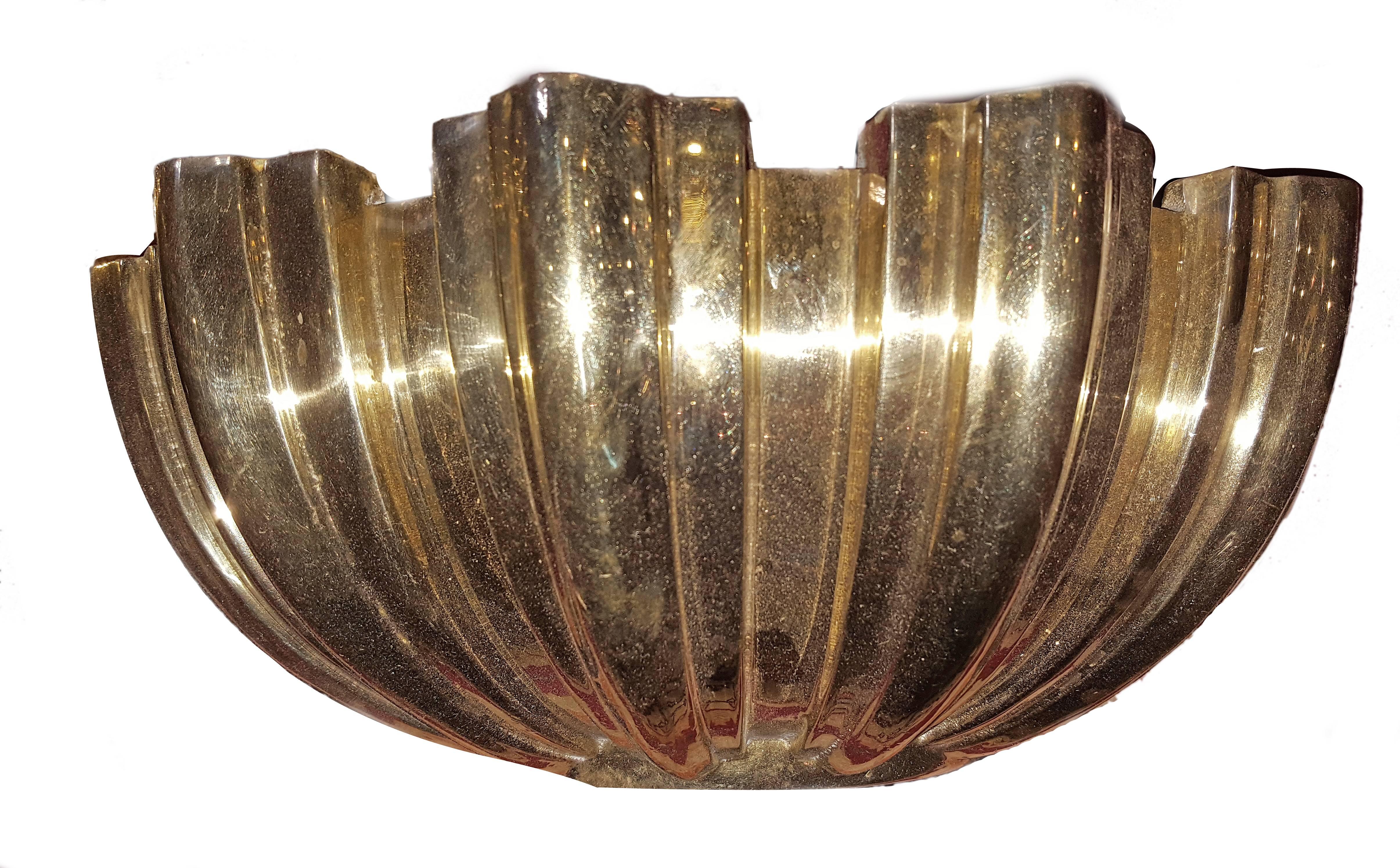 American Set of Bronze Shell Sconces, sold in pairs  For Sale