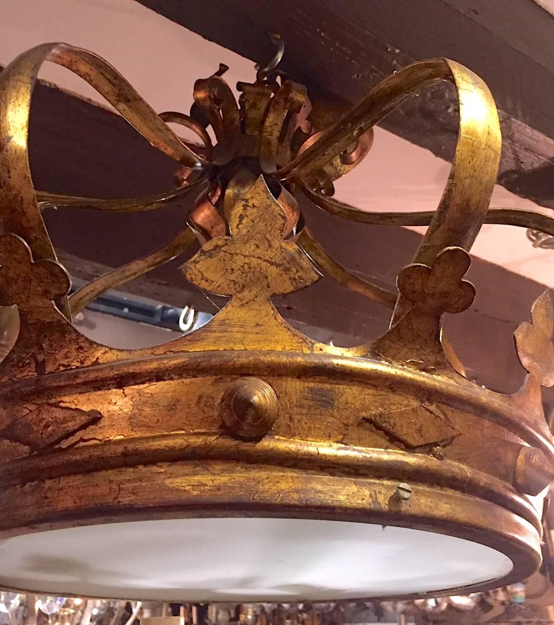 French Gilt Metal Light Fixture For Sale 1