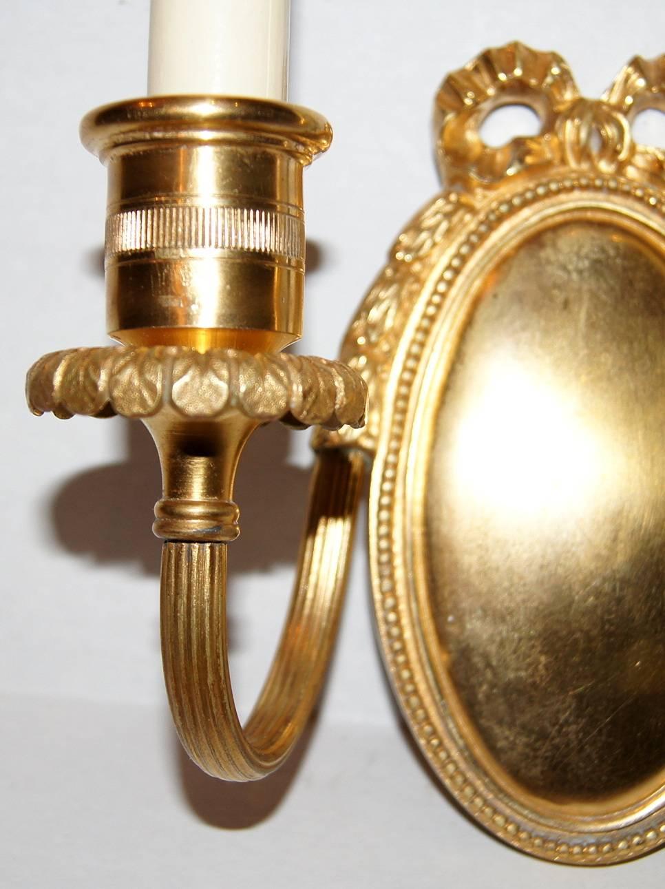 Pair of French Louis XVI Gilt Sconces In Excellent Condition In New York, NY