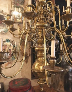 A Large Dutch Brass Chandelier