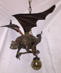 Patinated Iron Dragon Light Fixture