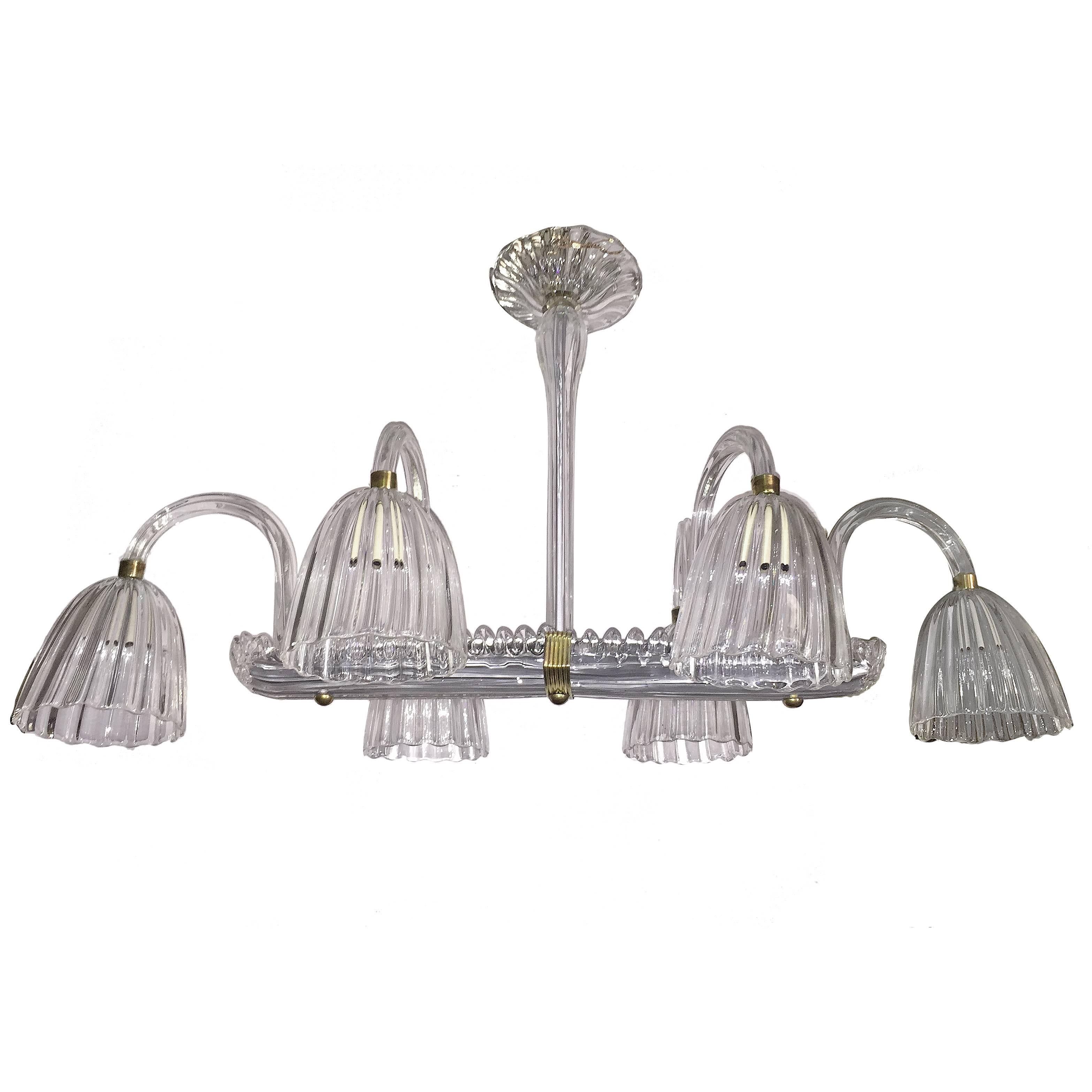 Lampadario orizzontale in vetro di Murano in vendita