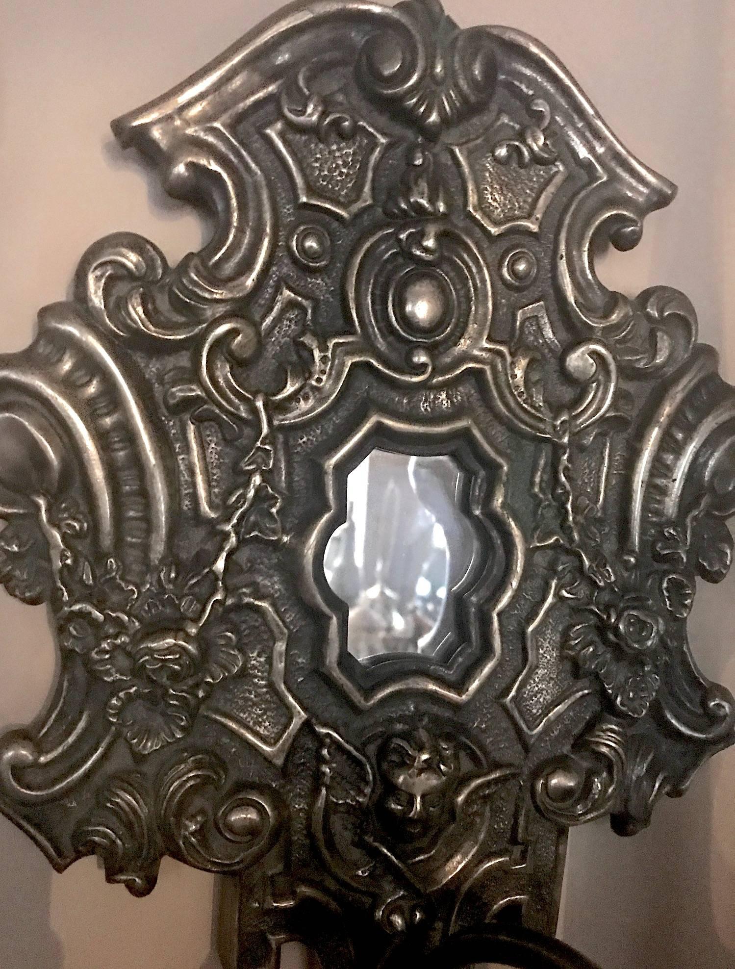 Italian Silver Plated Sconces In Good Condition For Sale In New York, NY